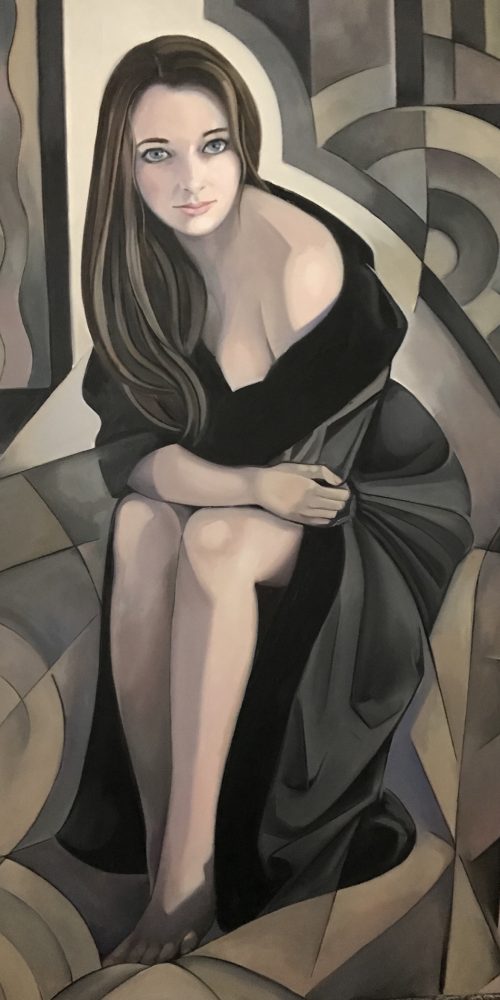 Girl in Black Robe 65 x 100 cm